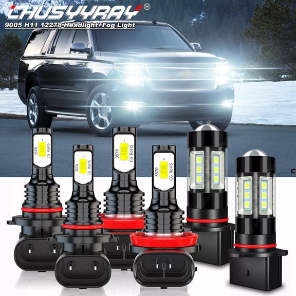 For Chevy Suburban 2015 2016 2017 2018 2019 2020 LED Headlight Beam Fog Light Bulbs 6000K White 6x