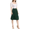 thumbnail image 6 of Allegra K Women's Button Decor Casual High Waist Belted Ruffled Skirt, 6 of 7