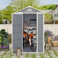thumbnail image 6 of Asofer 6x4ft Resin Storage Shed, Plastic Outdoor Shed with Floor, Side Window, Lockable Door for Backyard, Garden, Patio, Gray, 6 of 10