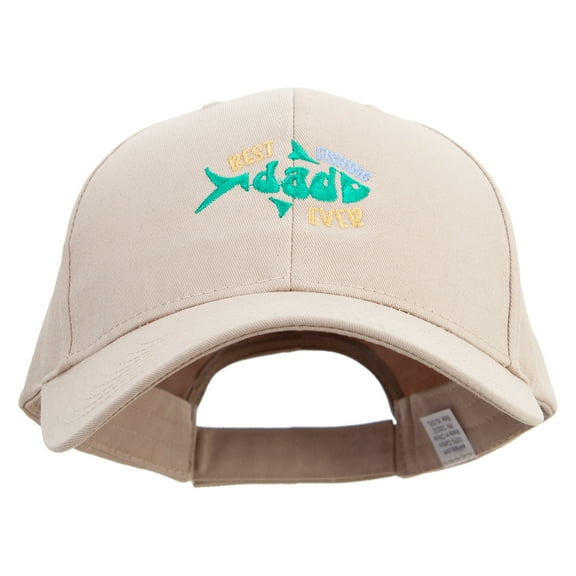 Best Fishing Dad Ever Embroidered Big Size High Profile Twill Cap - Khaki XL-3XL