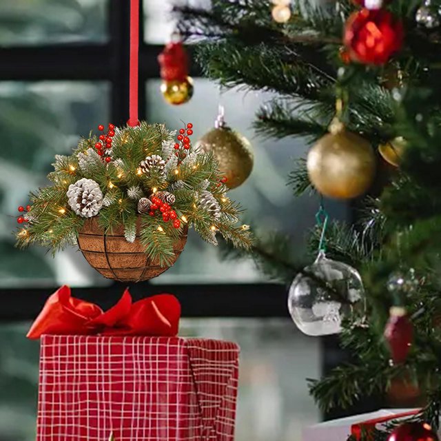 Corona de cesta de flores, cesta floral falsa, señal de bienvenida de , corona de granja, corona de primavera para árbol de Navidad, pared de verano, fiesta, puerta delantera Estilo E Macarena Cesta de flores