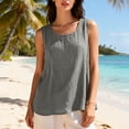 thumbnail image 4 of Womens Tops Cotton Linen Tank Tops Casual Shirt Basic Sleeveless Layering Camisoles Beach Vacation Clothes on Sale, 4 of 4