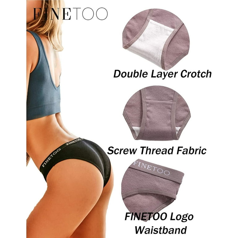 FINETOO 6 Pack Cotton Underwear For Women Cheeky Panties Low Rise Bikini  Hipster Breathable Stretch S-XL 