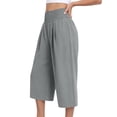 thumbnail image 6 of ATOYSOY Womens Smocked Waist Culottes Elastic High Waist Cropped Wide Leg Pants Casual Summer Capris For Beach And Vacation, 6 of 7