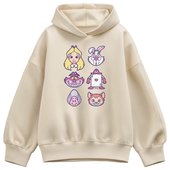 Alice in Wonderland - Character Face Grid Women's Oversized Fleece Hoodie Sweatshirt