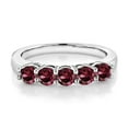 thumbnail image 2 of Gem Stone King 925 Sterling Silver Red Rhodolite Garnet 5-Stone Wedding Anniversary Band Ring for Women (1.10 Cttw, Gemstone January Birthstone, Size 8), 2 of 3