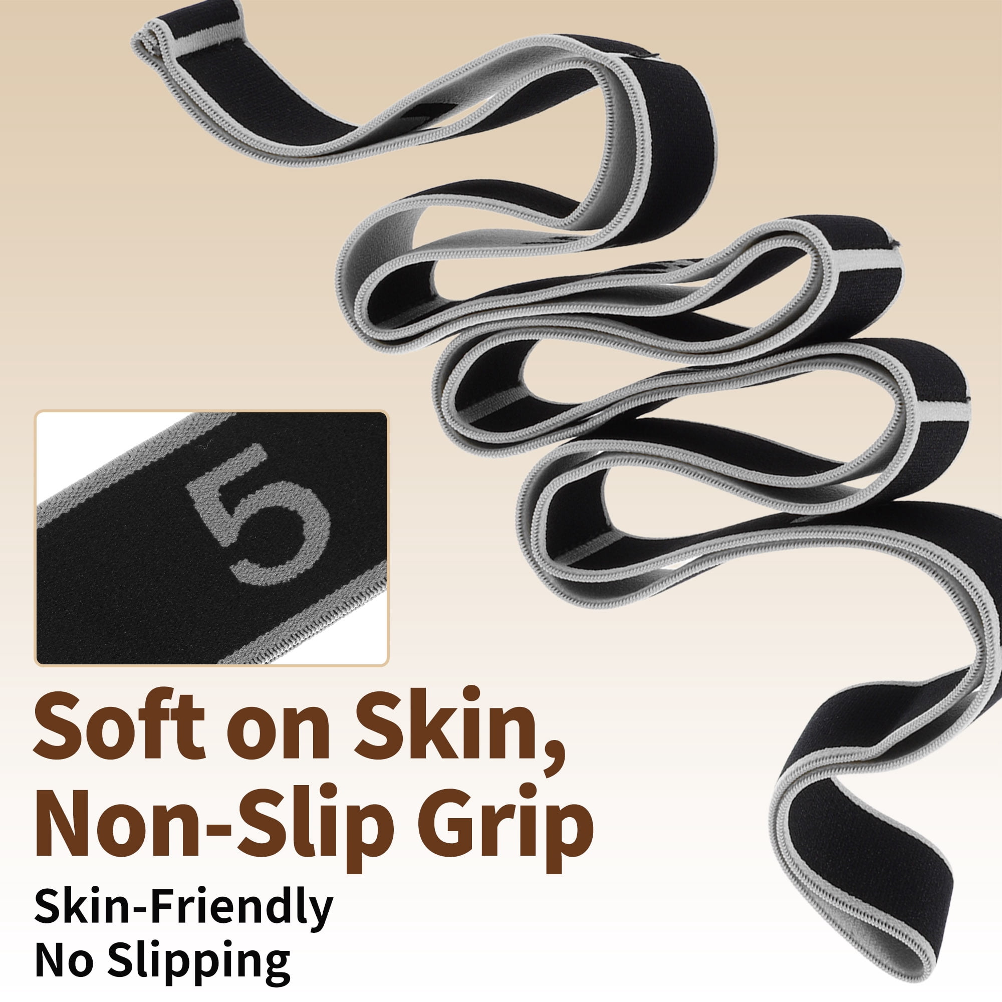 Unique Bargains Stretch Strap for Yoga Stretching with 8 Loops for Stretching  Gray