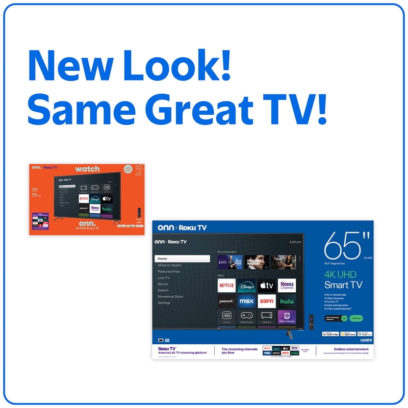 onn 65" Class 4K UHD Roku Smart Television, 100012587 gallery view