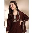 thumbnail image 3 of MOKOSH Women's Silk Anarkali & Pant with Dupatta Set - Indian Ethnic Traditional Wear Anarkali Kurta Set, 3 of 7
