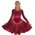 thumbnail image 4 of ATOGUTA School Uniform Girls Dress Kids Skater Twirl A Line Printed Long Sleeve Dress for School Casual Size 4T-14. Wine, 4 of 6