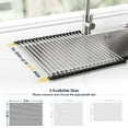 thumbnail image 5 of Tomorotec 21" x 15.5" Roll Up Dish Drying Rack Over Sink Drying Rack Sink Cover Kitchen Sink Accessories Gadget Multipurpose Organizer Foldable Stainless Steel Drainer, 5 of 7