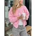 thumbnail image 5 of Women’s Solid Color Short Cardigan Sweater – Single-Breasted Long Sleeve Knit Top for Casual Wear Layering, 5 of 6