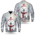 thumbnail image 3 of Playful Samoyed Welcomes Winter Snowy Day with Cardinal Bird All Over Print 3D Baseball Jacket Siberian Sammy Dog Lover Bomber Jacket Softball - 12017, 3 of 6