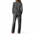 thumbnail image 6 of Pajamas For Women Leopard Print Loungewear Set Crew Neck Long Sleeve Top And Drawstring Wide Leg Pants Two Piece Pajama Set, 6 of 6