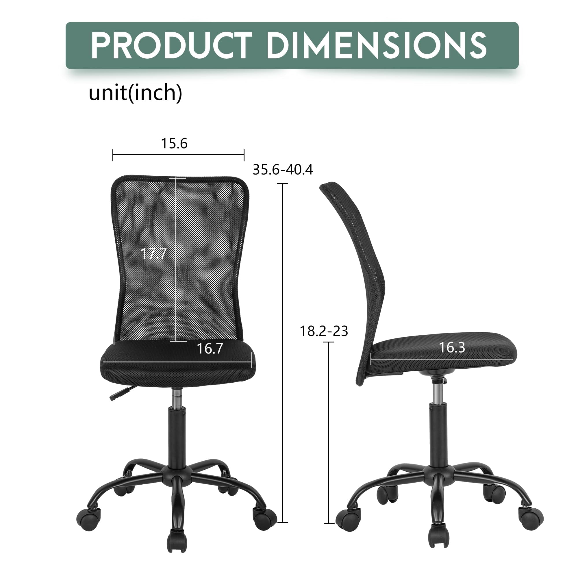 PayLessHere Home Office Chair - Ergonomic Mesh Desk Chair w/Lumbar Support, Black