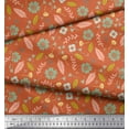 thumbnail image 3 of Soimoi Orange Cotton Voile Fabric Leaves & Flower Printed Craft Fabric by the Yard 42 Inch Wide, 3 of 3