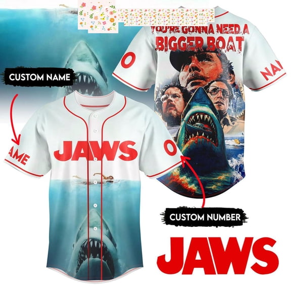 Jaws Youre Gonna Need A Bigget Boat Baseball Jersey