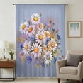 thumbnail image 2 of Watercolor Flowers Semi Sheer Curtains Drapes for Living Room,Bedroom,French Doors Window 84 Inches Long,Farmhouse Spring Botanical Daisy Plants Rod Pocket Chiffon Curtain Voile Drapery Panel, 2 of 8
