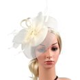 thumbnail image 5 of White Fascinator Fashion Headbands Fascinators Hat Flower Mesh Ribbons, 5 of 5