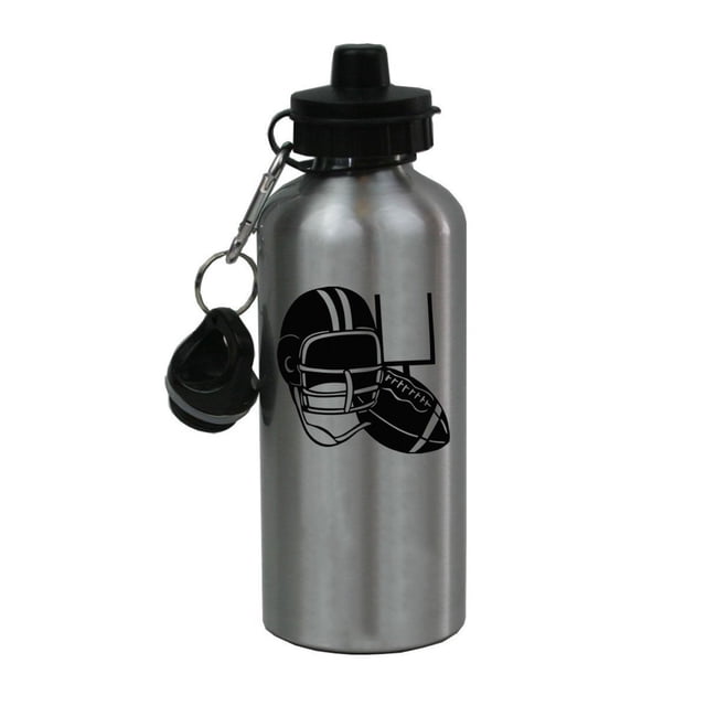 Personalized Custom Football Aluminum Silver Finish 20 Ounce 600ML Sport Water Bottle Customizable