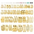 thumbnail image 1 of Set de pendientes Faxhion Gold Hoop, 46 pares, para mujer, con perla, 1 of 5