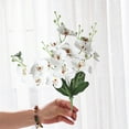 thumbnail image 5 of Hiroekza Artificial Flower Outdoor Indoor - Phalaenopsis Orchid(Butterflies Orchid) 5 Forks Butterflies Orchid Fake Flowers UV Resistant Home Living Room Wedding Party Decorations White, 5 of 6