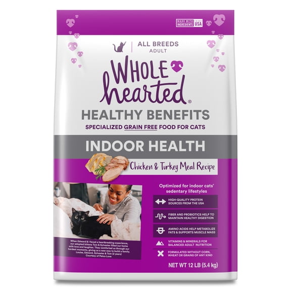 WholeHearted Indoor Health Chicken and Turkey Grain-Free Recipe Dry Cat Food 12 lbs.