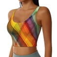 thumbnail image 2 of Rateoe Abstract Watercolors Tartan Print Womens' Sports Bras Scoop Neck Sports Vest- Padded U Back Seamless High Impact Support, 2 of 7