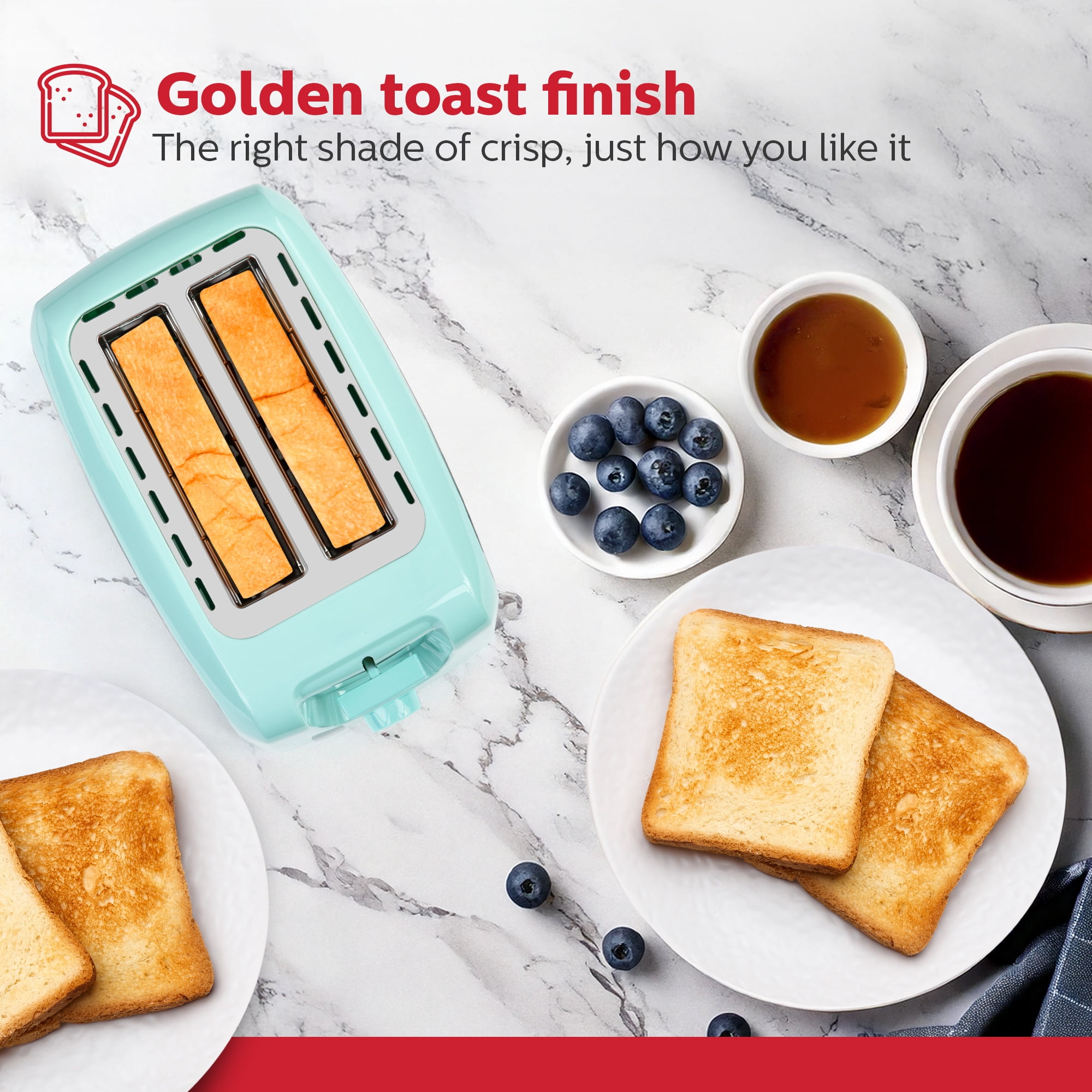 Holstein Housewares 2-Slice Toaster Mint with Defrost and Reheat Function
