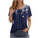 thumbnail image 1 of Camisetas de Cuello Redondo Impreso Gradiente de las Mujeres, Manga Corta Casual Top para el Uso Diario, 1 of 4