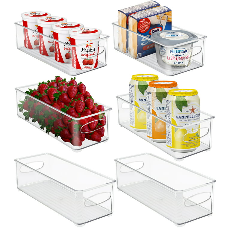 Clear Organizer Bins With 3 Removable Dividers Snack Vegetable Storage Box  Sundries Sorting Box In WHITE