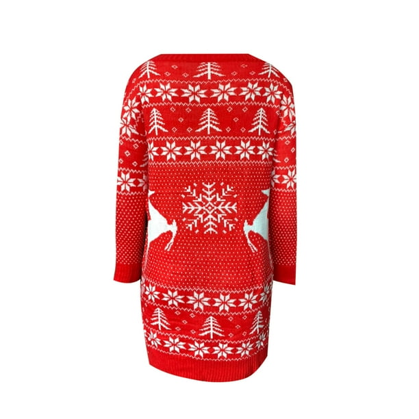 open lace back dress Christmas Tree Round Neck Sweater Dress – Charming Charlie