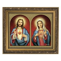 Christian Brands 11 Inches Wide x 13 Inches High Catholic Faith Gifts Sacred Hearts Framed Print by Artist Michael Adams