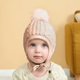 thumbnail image 5 of KONDYS Children's Hat Solid Color Twist Baby Autumn Winter Warm Knit Hat Single Ball Ear Protection Children's Wool Hat Cute Lightweight Babys Caps, 5 of 6