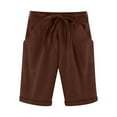 thumbnail image 2 of Vivianyo HD Shorts for Women Summer Clearance Women's Summer Elastic Waist Drawstring Side Pocket Solid Color Short Pants 5/4, 2 of 6