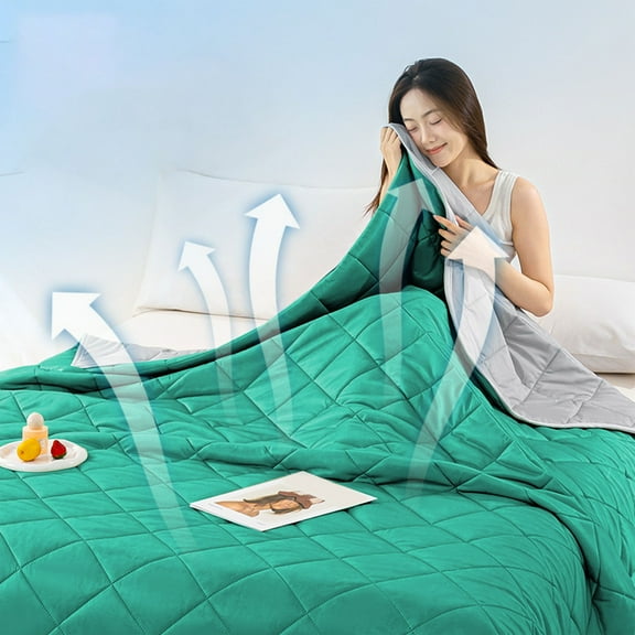 Qocolhg Solid Color Summer Cooler Quilt Twin Size - Cooling Blankets for Hot Sleepers, Skin-friendly Plain Printed Washed Cotton Summer Quilt, Bedding Soft Coverlet Quilts for Kids, 59x79 inch, Green