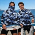 thumbnail image 7 of SEANATIVE Men's Performance Fishing Shirt Sun Protection Long Sleeve Shirt Soft Lightweight Breathable Neck Gaiter Hoodie for Summer Outdoor Fishing, S, Cartoon Fish Camo Blue, 7 of 7