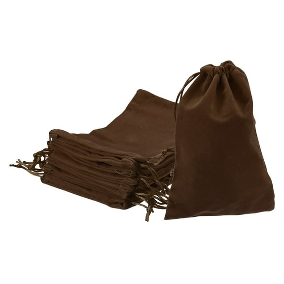 Velvet Drawstring Bags 5.91x7.87 Inch Gift Bags Jewelry Pouches Brown 10Pcs