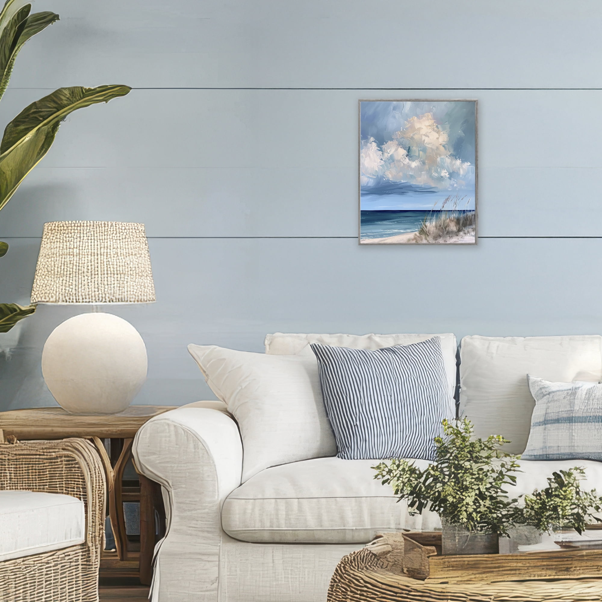 Stupell Industries A Storm Is Coming on Beach Gray Framed Giclee Art, design by Petal Prints Design