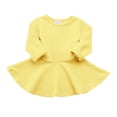 thumbnail image 7 of JUMEYU Baby Girls Ruffled Flannel Long Sleeve Medium Length Solid Color Casual Dress 24 36 Months (Yellow,24-36 Months), 7 of 7