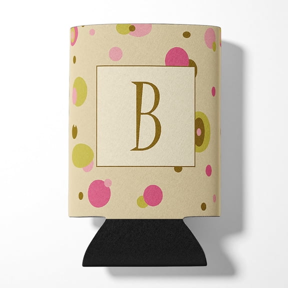Letter B Initial Monogram - Tan Dots Can or Bottle Hugger