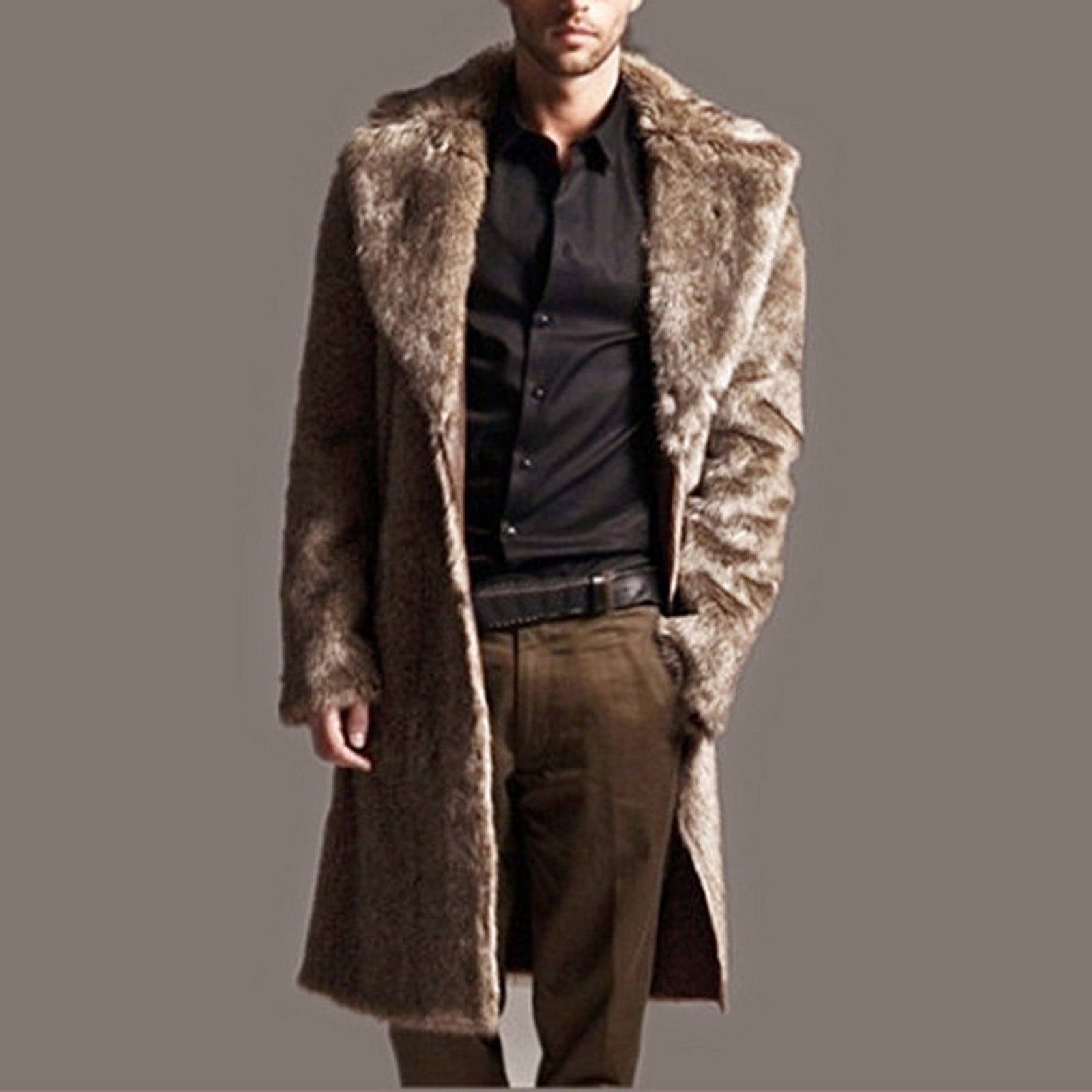 Black Friday Deals Men Coat Jacket Warm Thickening Long FauxFur