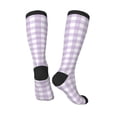 thumbnail image 4 of Fotbe Purple Checkboard print Women's Men's Novelty Crew Socks Cotton Socks Knee High Socks for Walking,Running,Nurses,Pregnancy, 4 of 9