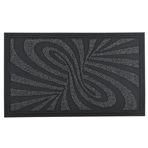 Superio Grey Abstract Coir Doormat Indoor and Outdoor Entry Floor Mat