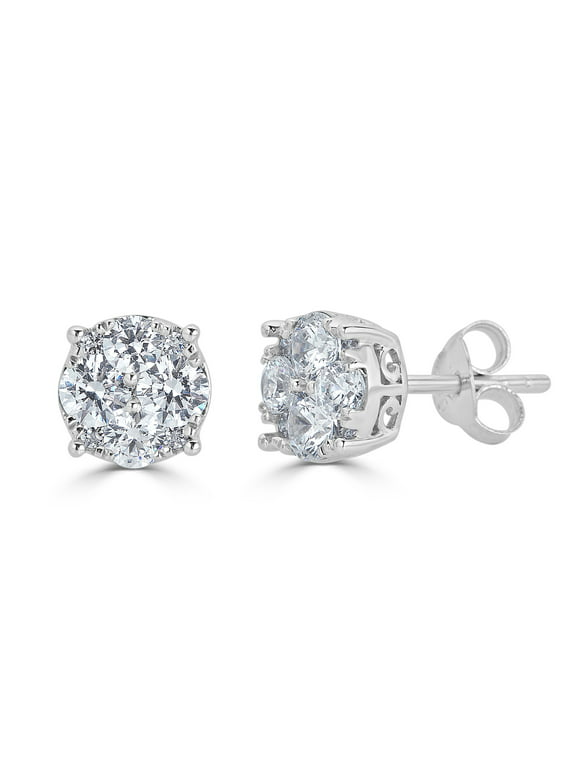 1/2 Carat tw Natural Diamond Stud Earrings Set in 925 Sterling Silver