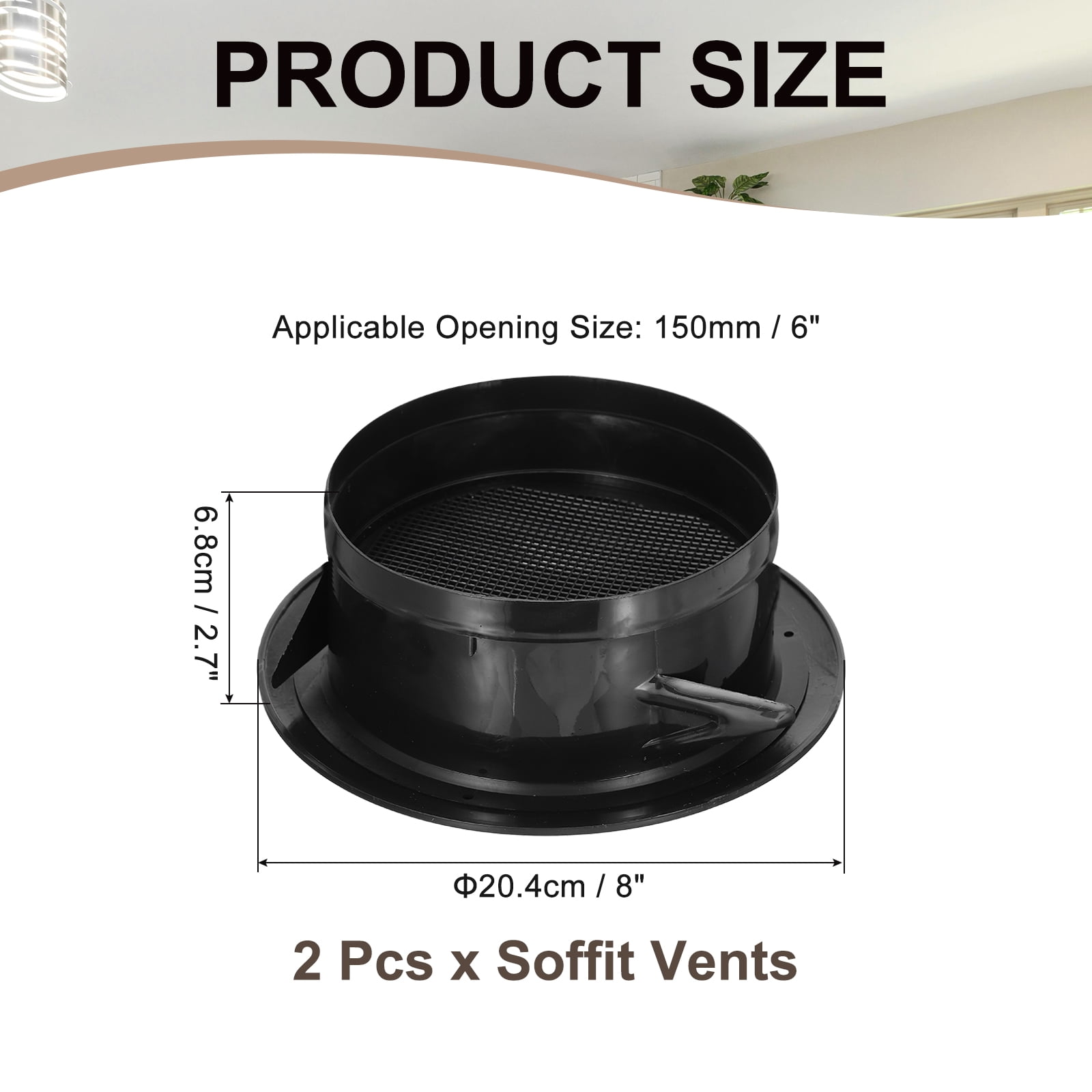 Uxcell Round Air Vent Cover Soffit Vents ABS Ceiling Vent Covers Air Vent Louver for Living Room Greenhouse 6 Inch