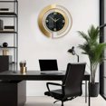 thumbnail image 2 of 24 inch Luxury Gold & Black Metal Wall Clock - Marble Pattern Silent Quartz Clock, Modern Art Hollow Large Size Decorative Wall Clock for Living Room / Bedroom (No Battery), 2 of 10