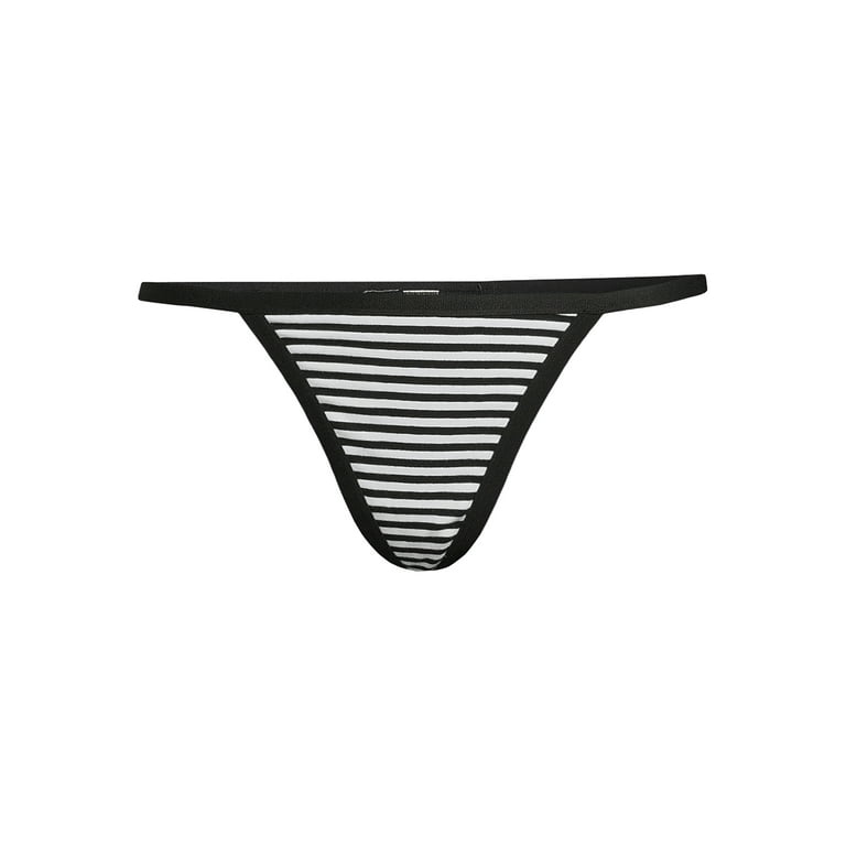 No Boundaries Ribbed Cotton Thong Panties Size XXXL (21) Black