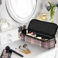 thumbnail image 2 of Hair Tools Storage with Heat Resistant Mat- Gray and White Checkered Pattern Printed Curling Iron Travel Bag/Flat Iron Case for Women, 2 of 8