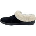 thumbnail image 2 of Clarks Womens Suede Leather Slipper with Gore and Bungee JMH2213 - Warm Plush Faux Fur Lining - Indoor Outdoor House Slippers For Women 11 M US, Black, 2 of 5